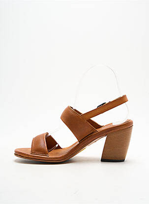 Sandales/nu pieds tissage satiné talon de 7 à 9cm marron PANTANETTI femme