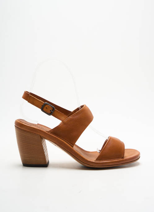 Sandales/nu pieds tissage satiné talon de 7 à 9cm marron PANTANETTI femme