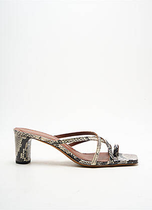 Tongs semelle extérieure cuir talon de 4 à 6cm noir ANONYMOUS COPENHAGEN femme