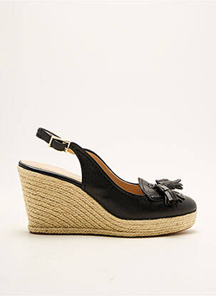 Espadrilles tissage satiné talon de 7 à 9cm noir BRUNO PREMI femme