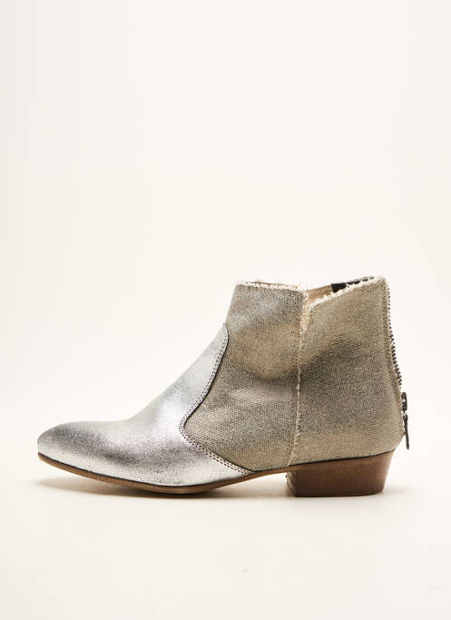 Bottines/boots matière lisse talon plat jusqu'à 3cm argent MELINE femme