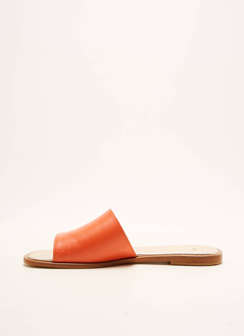 Mules/sabots matière lisse talon plat jusqu'à 3cm orange NIMAL femme
