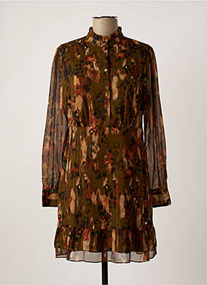 Robe courte coupe évasée manches longues vert LPB femme