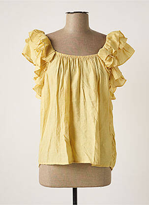 Blouse col rond manches courtes jaune B.YOUNG femme