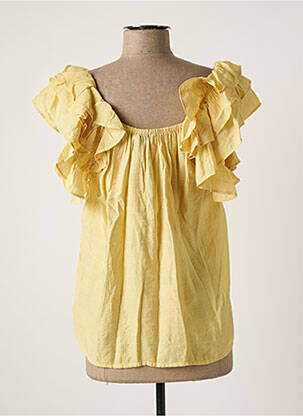 Blouse col rond manches courtes jaune B.YOUNG femme