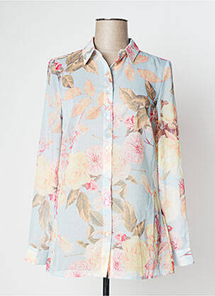 Chemisier imprimé fleurs manches longues bleu GUESS femme