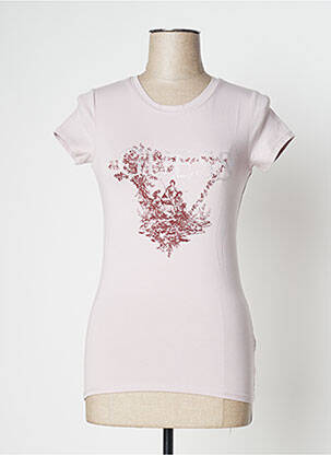 T-shirt sérigraphie avec strass manches courtes violet GUESS femme