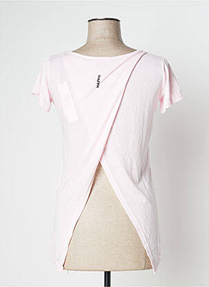T-shirt sérigraphie floquée manches courtes rose HAPPY femme