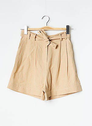Short fermeture zippée sous rabat avec crochet taille haute beige GUESS femme