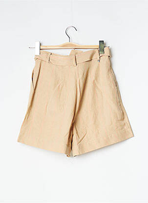 Short fermeture zippée sous rabat avec crochet taille haute beige GUESS femme