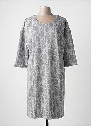 Robe mi-longue manches 3/4 manches 3/4 gris FRED SABATIER femme