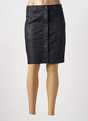 Jupe mi-longue taille haute noir GEISHA femme