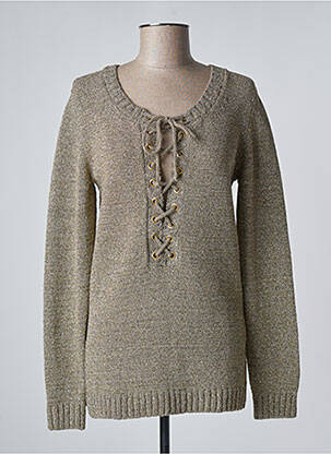 Pull tunique col rond manches longues jaune LAURENCE DOLIGE femme