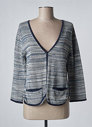 Gilet manches longues col v bleu ROSEANNA femme