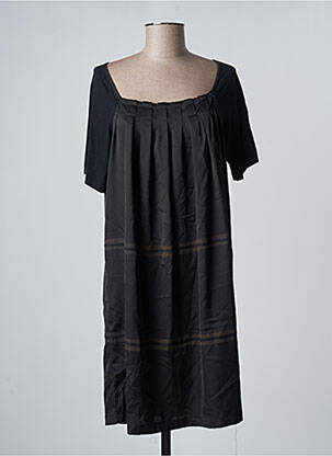 Robe mi-longue coupe fluide manches courtes noir LAKLOOK femme