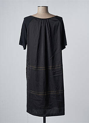 Robe mi-longue coupe fluide manches courtes noir LAKLOOK femme