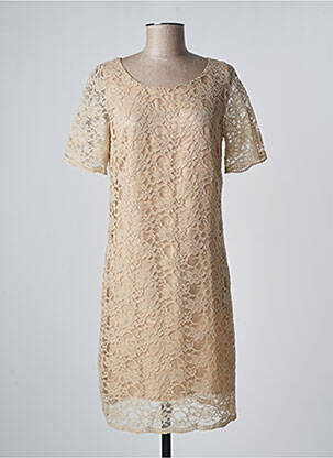 Robe mi-longue manches courtes manches courtes beige ZEPELINE femme