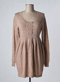 Robe mi-longue manches longues manches longues marron FOLIA femme