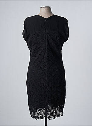 Robe mi-longue tissage crêpe manches courtes noir ET COMPAGNIE femme