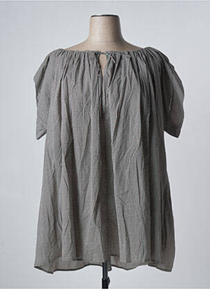Blouse tissage popeline manches courtes marron LAURENCE DOLIGE femme
