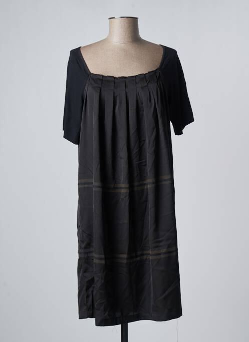 Robe mi-longue coupe fluide manches courtes noir LAKLOOK femme