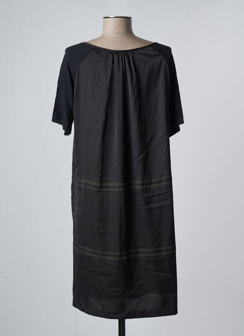 Robe mi-longue coupe fluide manches courtes noir LAKLOOK femme