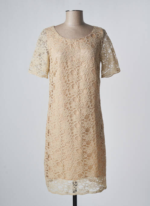 Robe mi-longue manches courtes manches courtes beige ZEPELINE femme
