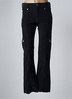 Pantalon droit fermeture zippée sous rabat boutonné taille normale noir VERSACE femme