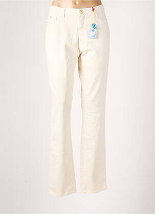 Pantalon droit fermeture zippée sous rabat boutonné taille normale beige TRUSSARDI JEANS femme