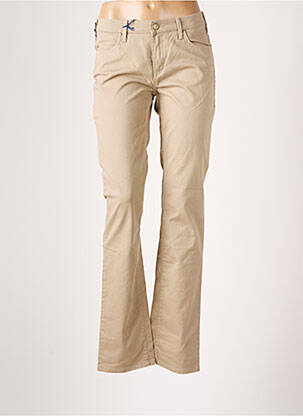 Pantalon droit fermeture zippée sous rabat boutonné taille normale beige TRUSSARDI JEANS femme