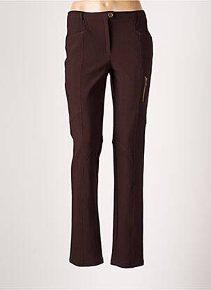 Pantalon droit fermeture zippée sous rabat boutonné taille normale marron CHRISTIAN MARRY femme