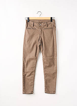 Pantalon slim tissage popeline marron DENIM STUDIO femme