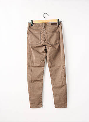 Pantalon slim tissage popeline marron DENIM STUDIO femme