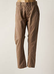 Pantalon droit stretch taille haute marron LE TEMPS DES CERISES femme