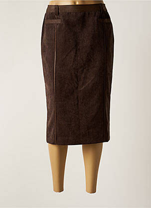 Jupe mi-longue stretch marron FRANCOISE DE FRANCE femme