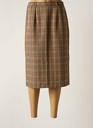 Jupe mi-longue taille à pinces marron 20/20 femme
