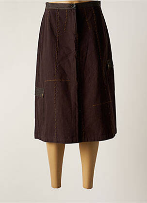 Jupe mi-longue taille à pinces marron LUCCHINI femme