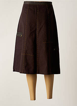 Jupe mi-longue taille à pinces marron LUCCHINI femme