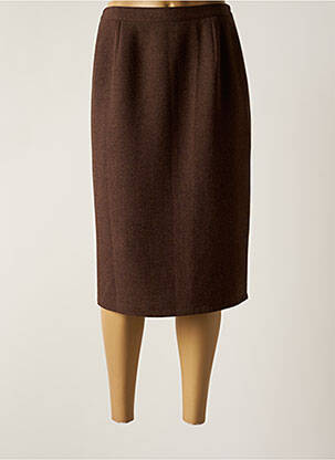 Jupe mi-longue taille à pinces marron GRIFFON femme