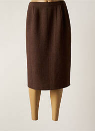 Jupe mi-longue taille à pinces marron GRIFFON femme