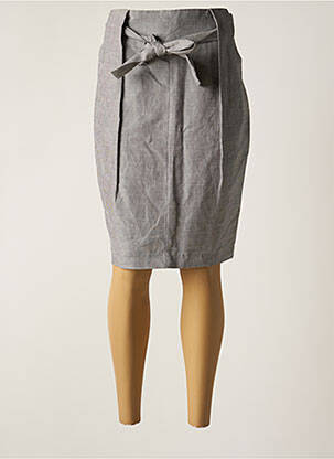 Jupe mi-longue taille à pinces gris TOUPY femme