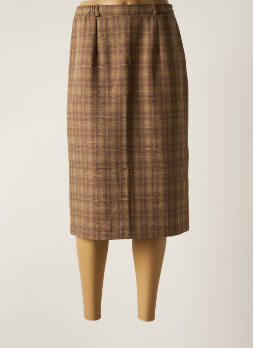 Jupe mi-longue taille à pinces marron 20/20 femme