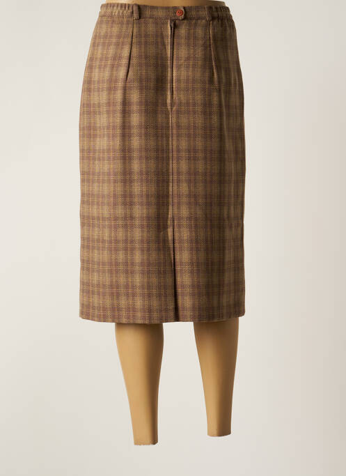 Jupe mi-longue taille à pinces marron 20/20 femme