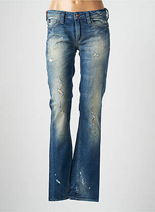 Jeans coupe slim effet usé délavé taille normale bleu LE TEMPS DES CERISES femme