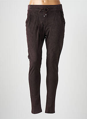 Pantalon slim taille élastique taille normale marron SYM femme