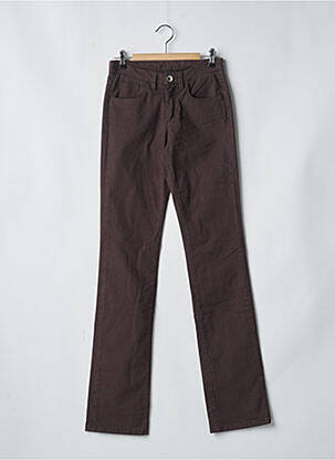Pantalon slim tissage popeline taille normale marron DENIM STUDIO femme