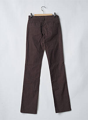 Pantalon slim tissage popeline taille normale marron DENIM STUDIO femme