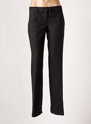 Pantalon droit fermeture zippée sous rabat avec crochet taille normale gris HOSS femme