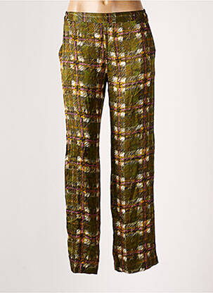 Pantalon large coupe fluide taille haute vert TOUPY femme