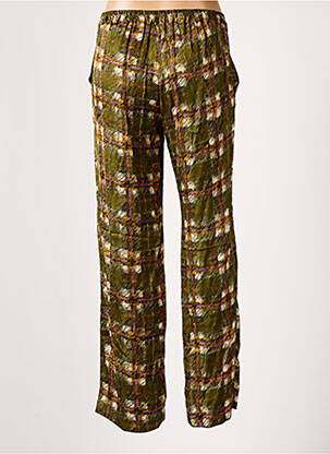 Pantalon large coupe fluide taille haute vert TOUPY femme